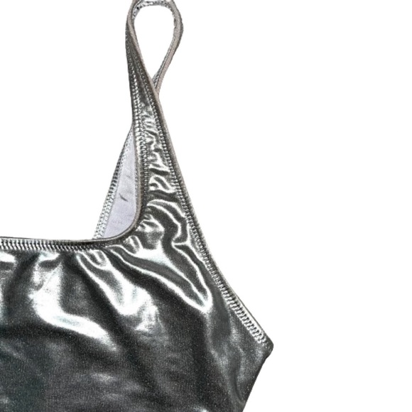RARE SKIMS METALLIC SWIM HIGH CUT ONE PIECE | NICKEL x 1 - Picture 7 of 14